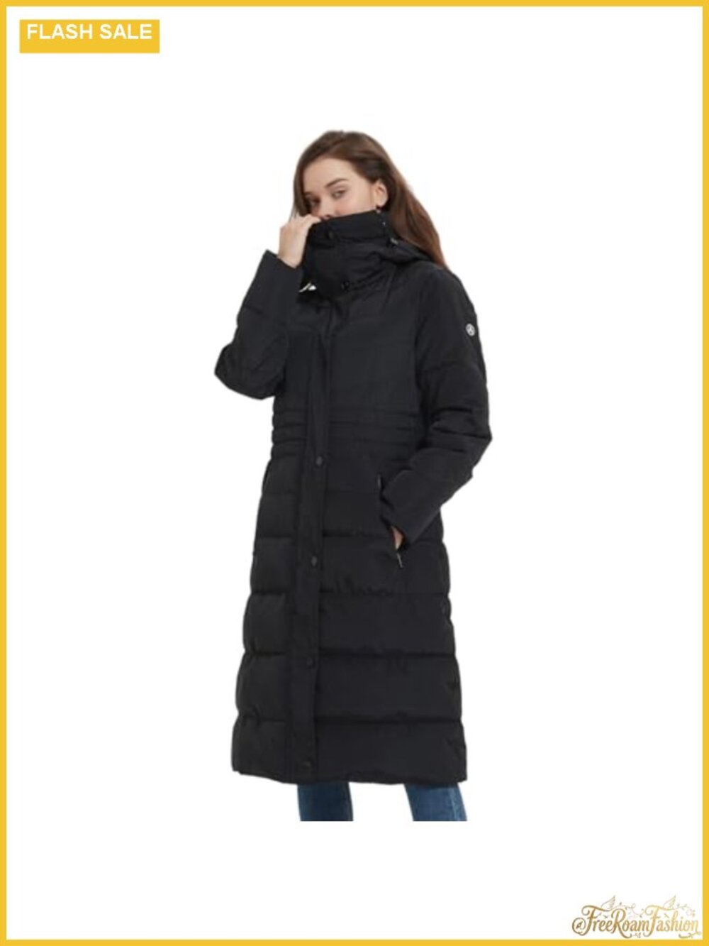 Women's Thickened Warm Insulated Vegan Down Long Parka Jacket with Hood